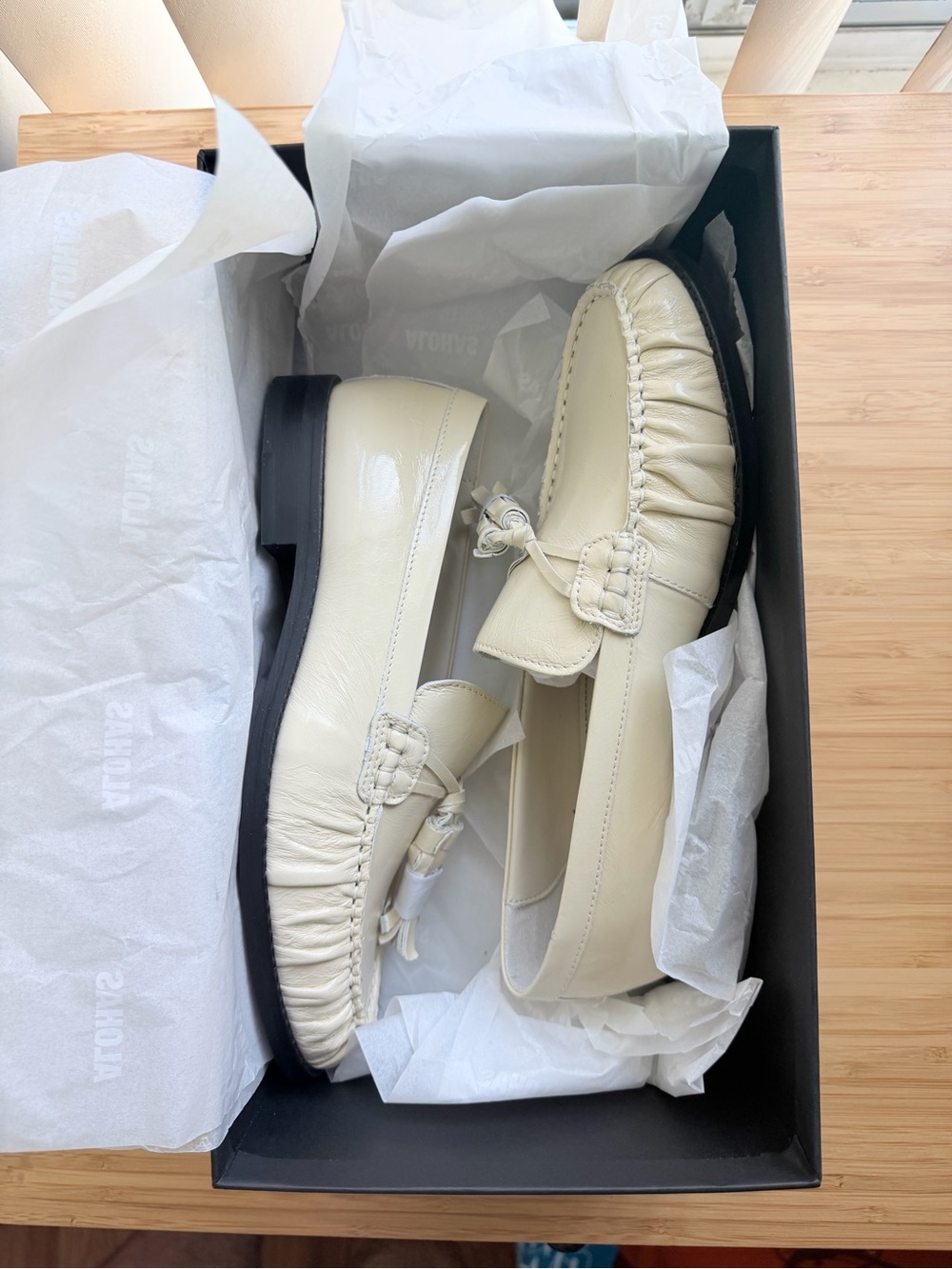ALOHAS Marietta Onix Cream Leather Loafers Size 38 NWT - Picture 8 of 8